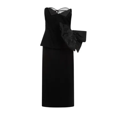 Maison Margiela Black Sleeveless Wool Midi Dress