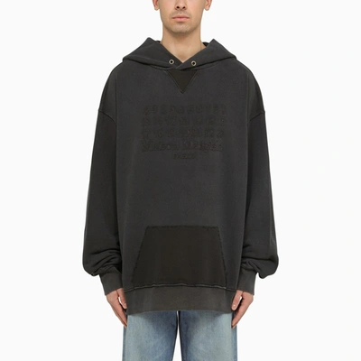 Maison Margiela Black Washed-effect Cotton Hoodie In Grey