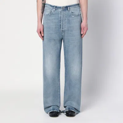 Maison Margiela Blue Washed-effect Jeans With Buckle In White