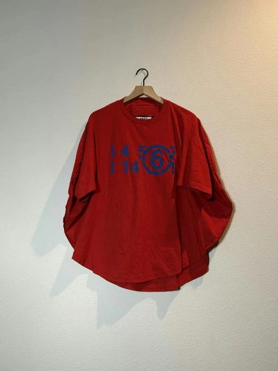 Pre-owned Maison Margiela Circle Ss Logo Print Shirt In Red