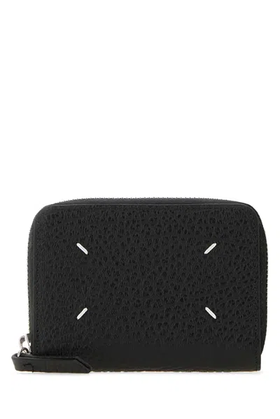 Maison Margiela Coin Holder Zip Around With Keyring In Black