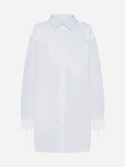 Maison Margiela Cotton Shirt Dress In Optic White