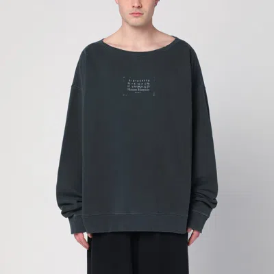 Maison Margiela Faded Black Sweatshirt With Printed Logo In Grey