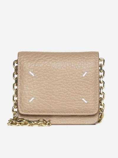 Maison Margiela Leather Wallet On Chain Small Bag In Biche