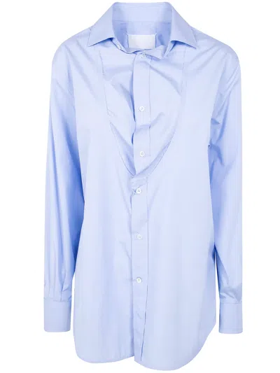Maison Margiela Light Blue Blouse With Folded Collar