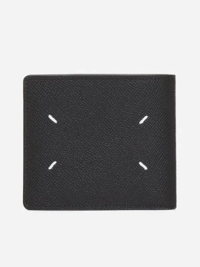 Maison Margiela Logo Leather Bifold Wallet In Black