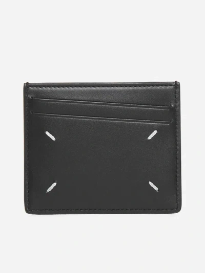 Maison Margiela Logo Leather Card Holder In Black