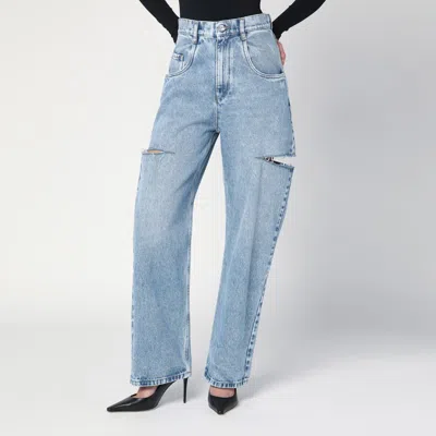 Maison Margiela Loose Blue Jeans With Drawstrings In Light Blue