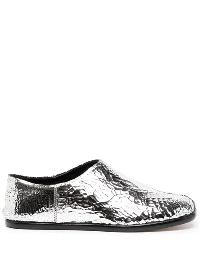 Maison Margiela Metallic-finish Tabi-toe Loafers In Silver