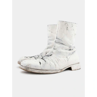 Pre-owned Maison Margiela Painted Boots In White