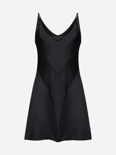 Maison Margiela Satin Mini Dress In Black