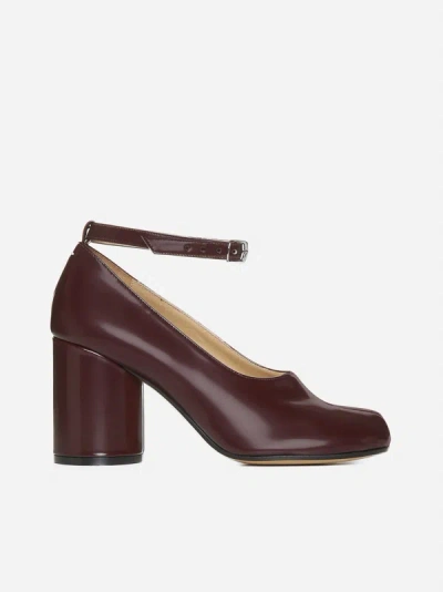 Maison Margiela Tabi 70mm Leather Pumps In Burgundy