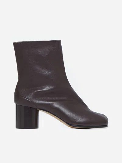 Maison Margiela Tabi Leather Ankle Boots In Chic Brown