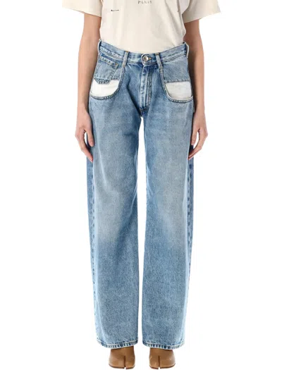 Maison Margiela Women's High-rise Wide-leg Jeans With Patch Pockets In Medium Wash