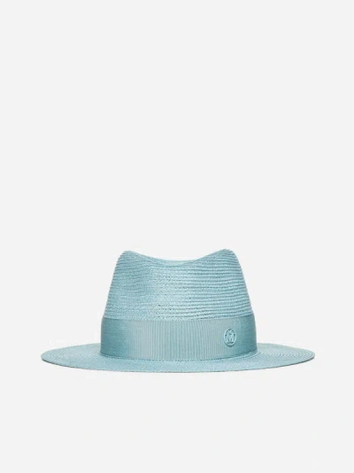 Maison Michel Andre Straw Hat In Aqua Blue