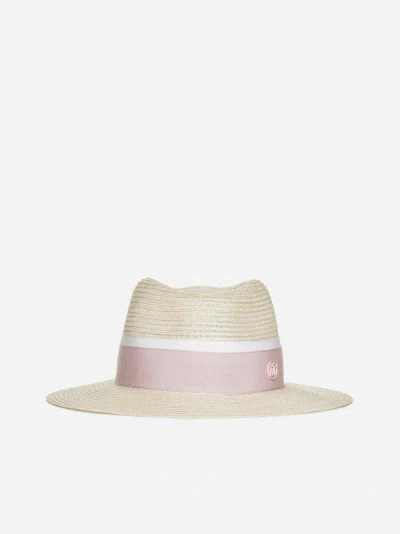 Maison Michel Andre Straw Hat In Natural,pink