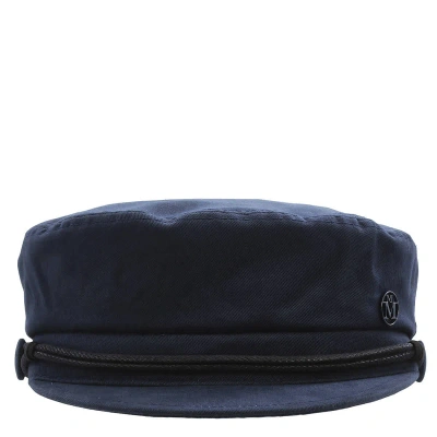 Pre-owned Maison Michel Navy Abby Cotton Sailor Cap In Blue