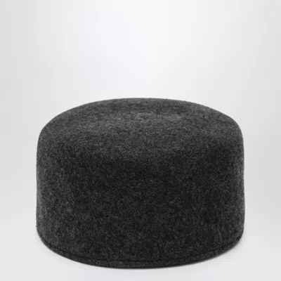 Maison Ola Grey Le Pillbox Hat In Wool