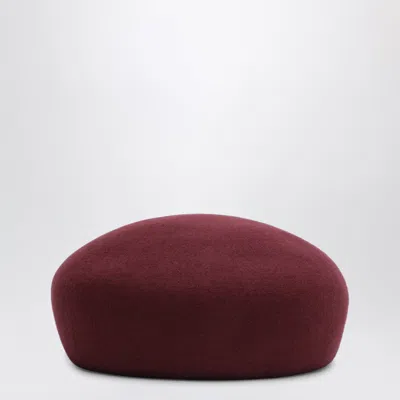 Maison Ola Leandra Wool Hat With Structured Sculptural Brim In Burgundy