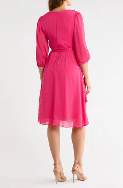 Maison Tara Ruffled Chiffon Midi Dress In Pink