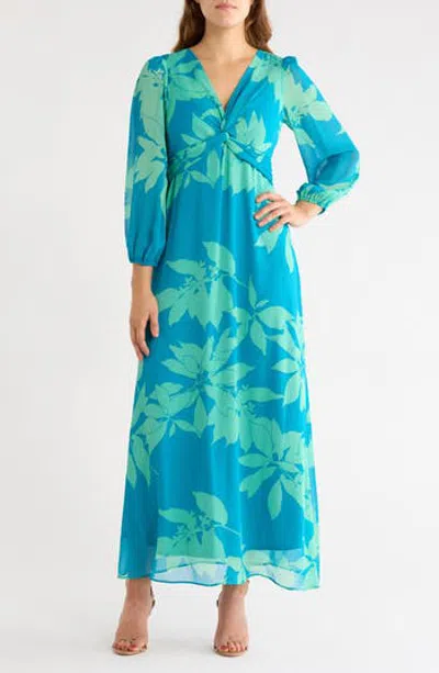 Maison Tara Twist V-neck Maxi Dress In Blue