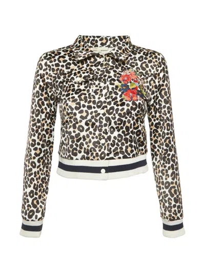Pre-owned Maje Animal-print Embroidered Jacket In Neutrals