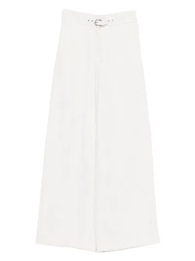 Maje Belt Flared Trousers In Silver