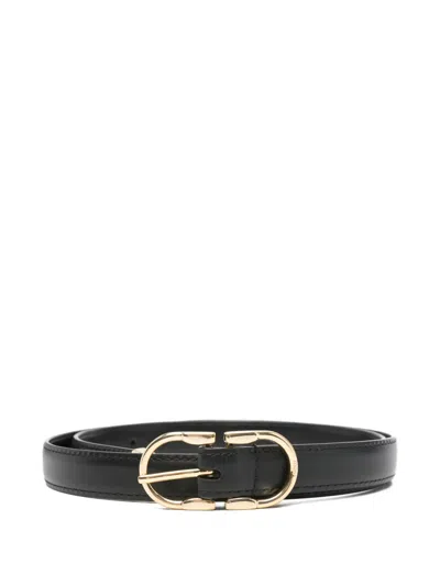 Maje Buckle Leather Belt In Black