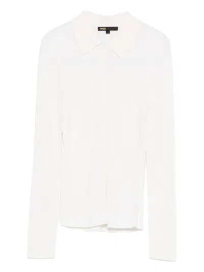 Maje Buttoned Collared Sweatshirt In White