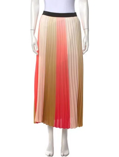 Pre-owned Maje Colorblock Pattern Long Skirt W/ Tags In Neutrals/orange/pink