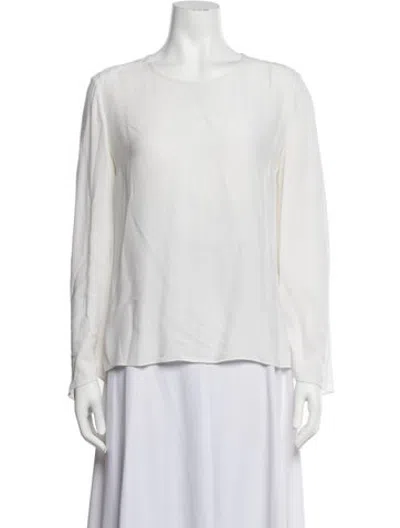 Pre-owned Maje Crew Neck Long Sleeve Blouse In White
