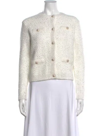 Pre-owned Maje Crew Neck Sweater In Metallic/white