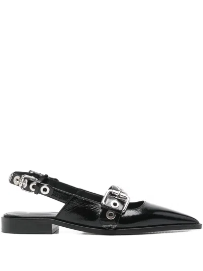 Maje Eyelet Strap Loafer In Black