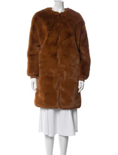 Pre-owned Maje Faux Fur Coat In Brown