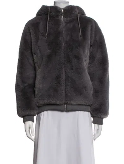 Pre-owned Maje Faux Fur Jacket In Grey