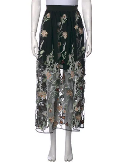 Pre-owned Maje Floral Print Long Skirt In Black