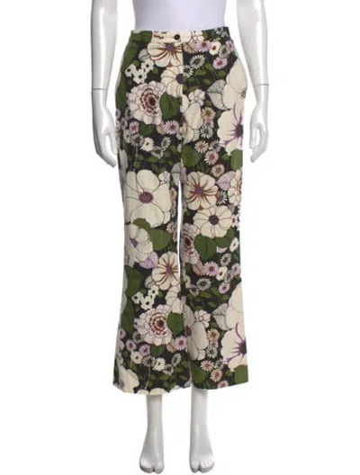 Pre-owned Maje Floral Print Wide Leg Pants In Neutrals