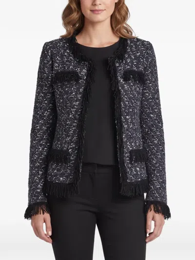 Pre-owned Maje Fringed Knit Jacket In Blue