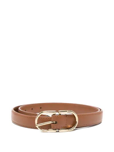 Maje Gold-tone Buckle Leather Belt In Brown