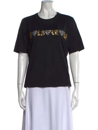 Pre-owned Maje Graphic Print Crew Neck T-shirt In Black/pink