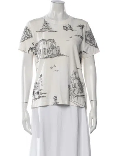 Pre-owned Maje Graphic Print Crew Neck T-shirt In Neutrals