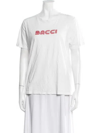 Pre-owned Maje Graphic Print Crew Neck T-shirt In White