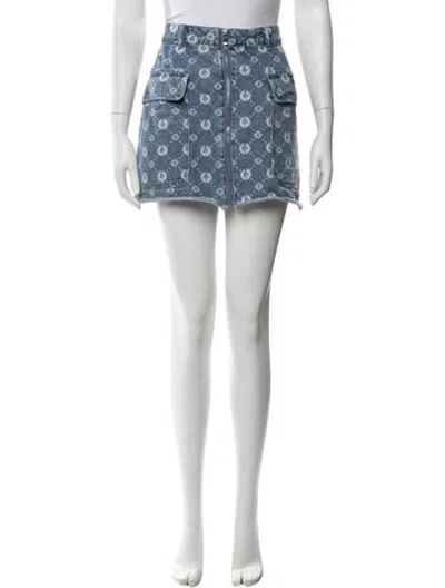 Pre-owned Maje Graphic Print Mini Skirt In Blue