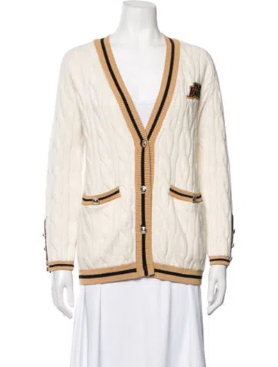 Pre-owned Maje Graphic Print V-neck Sweater In Neutrals