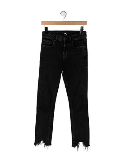 Pre-owned Maje High-rise Straight Leg Jeans In Black