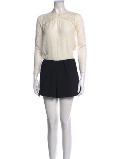 Pre-owned Maje Lace Pattern Crew Neck Romper In Black/neutrals