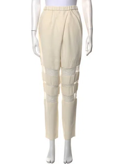 Pre-owned Maje Lace Pattern Straight Leg Pants In White