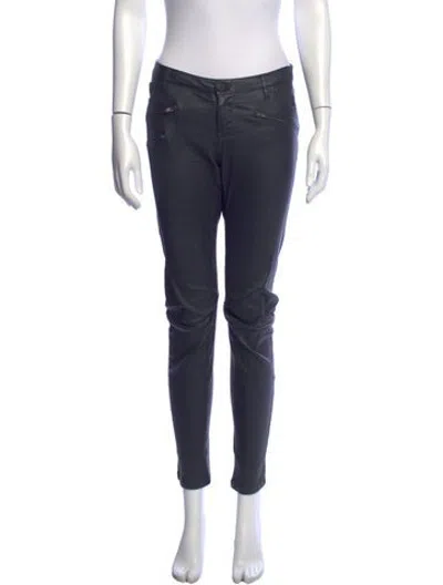Pre-owned Maje Lamb Leather Skinny Leg Pants In Black