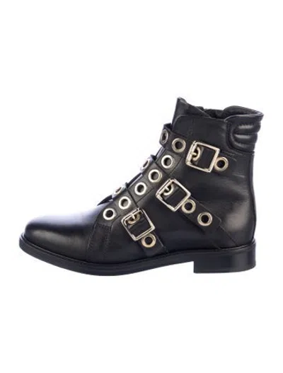 Pre-owned Maje Leather Combat Boots In Black