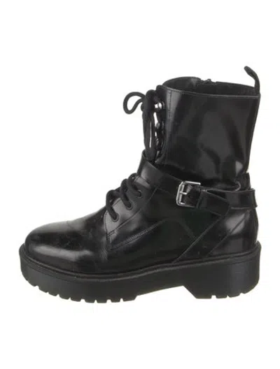 Pre-owned Maje Leather Lace-up Boots In Black
